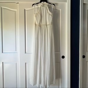 Off-white bohemian long dress with cutouts